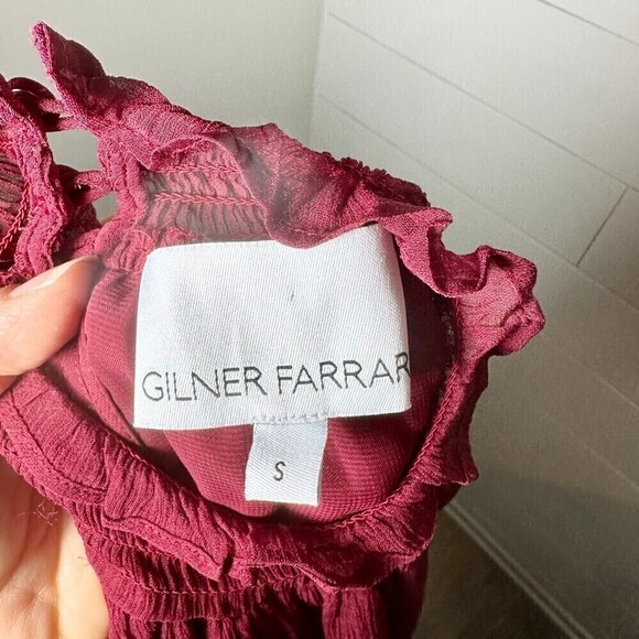 Gilner Farrar Dell Chiffon Blouse Ruby Burgundy Maroon Size Small - Picture 9 of 10